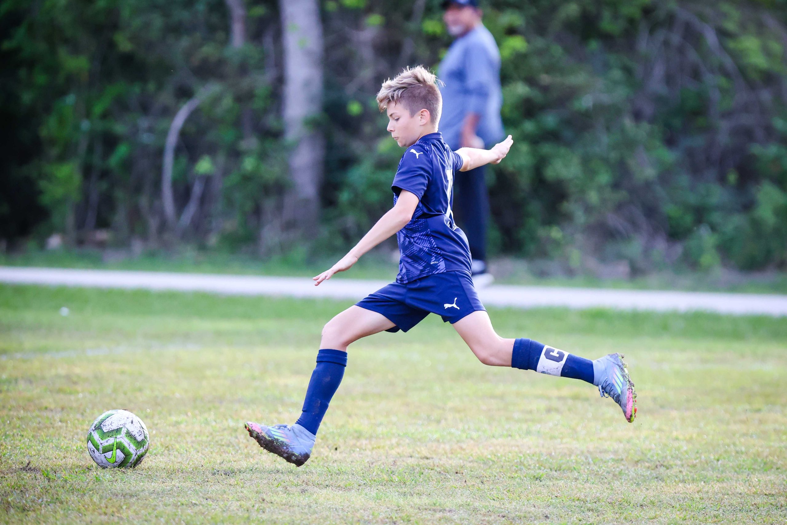 Player striking the ball